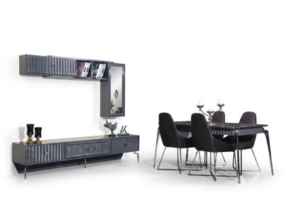 Dining table with 6 chairs, table furniture, 8-piece dining room set