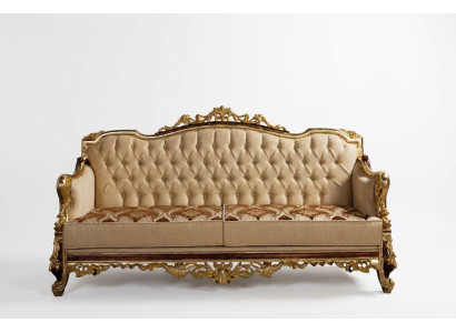 Chesterfield Couch Baroque Three-seater Furniture Sofa Couches Fabric Gold