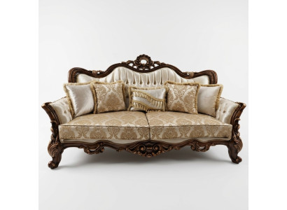 Chesterfield Baroque Three-Seater Furniture Sofa Couches Fabric Gold Couch