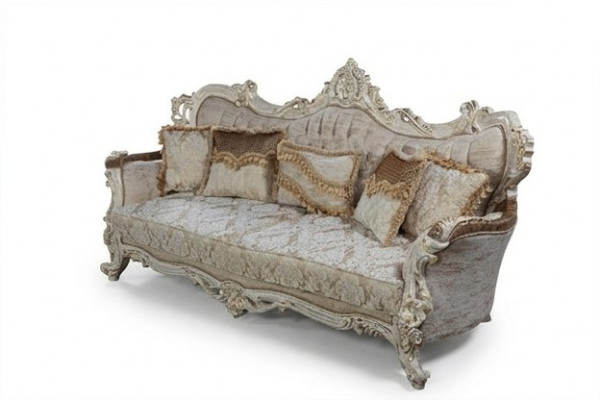 Chesterfield Baroque Three-Seater Couch Furniture Sofas Fabric Gold Sofa