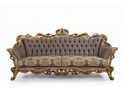 Classic Chesterfield Couch Three-Seater Golden Frame Sofa Couches