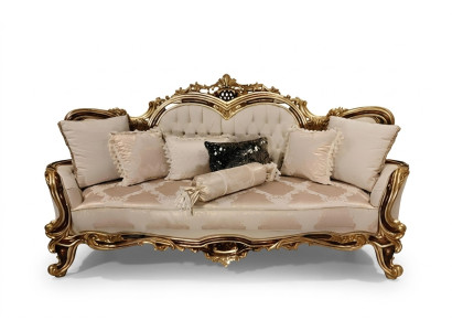 Chesterfield Baroque Three-Seater Couch Furniture Sofa Sofas Fabric Beige