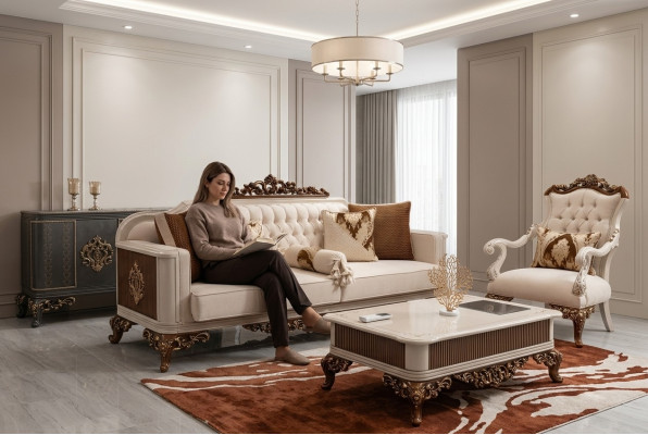 Three-seater Chesterfield Baroque Couch Furniture Sofa Sofas Fabric Gold
