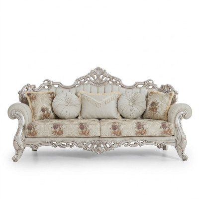 Luxury Three-Seater Couch Upholstered Furniture Velvet Baroque Rococo 3-Seat Sofa