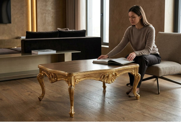 Luxury coffee table 136x90 Baroque Rococo tables rectangular decoration