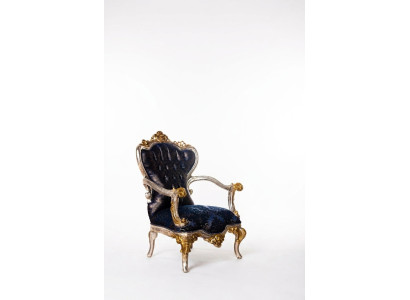 Luxury Armchair Classic Throne Chair Lounge Chair Baroque Velvet Blue Gold