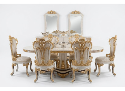 Luxury Couch Furniture Dining Table Baroque Dining Set Group Table + 6x Chair