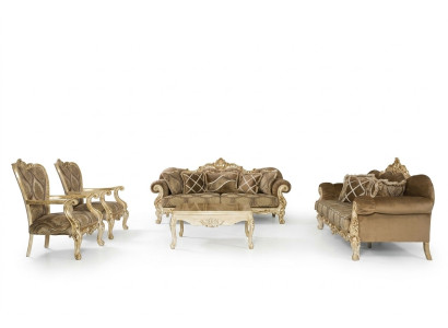 Exclusive sofa set in beige color in Baroque-Rococo style 3 + 3 + 1 + 1 + coffee table