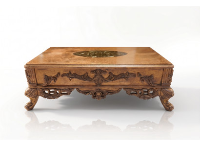 Baroque Coffee Table Gold-Colored Carved Legs Table Wood Living Room
