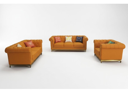 Chesterfield Living Room Couch Sofa Set Luxury Suite 3+2+1 Orange New