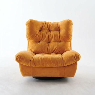 Designer Armchair Rotatable 1-Seater Yellow Upholstered with Ear Padding