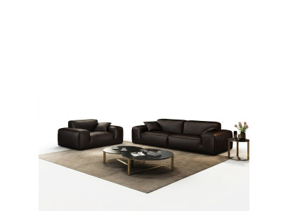 Black sofa set luxury 3+1 seater leather couches living room furniture