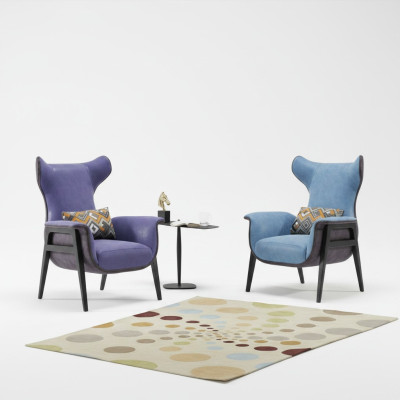 Luxury Single-Seater Armchair Blue Living Room Upholstered Chair Furniture Modern Design