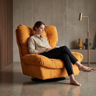 Recliner Swivel Chair Single Seater Relax Couch Furniture Textile Fabric