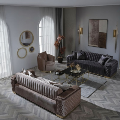 Chesterfield sofa set couch upholstery set 3-piece set sofa couch velvet