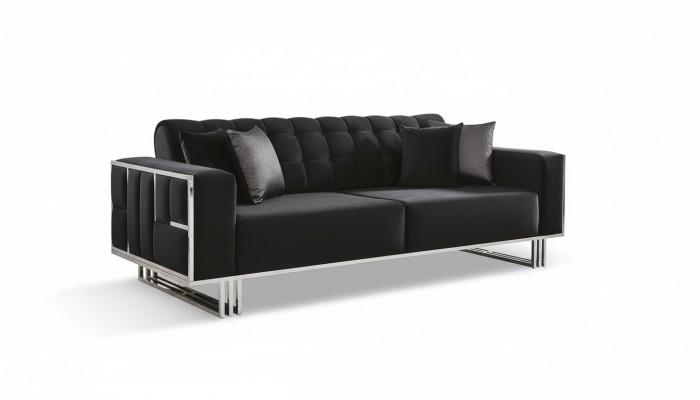Three-seater sofa furniture furnishing couches sofas black upholstery