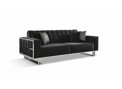 Three-seater sofa furniture furnishing couches sofas black upholstery