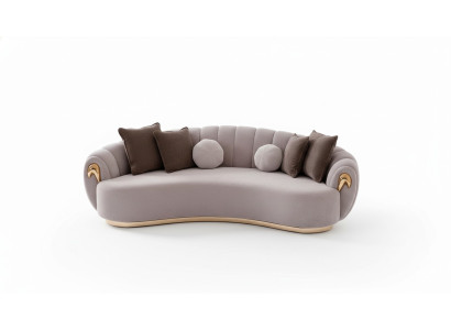 Luxury Sofa Big Couch Round Couches XXL Sofas Seating Furniture Fabric 263cm Gray
