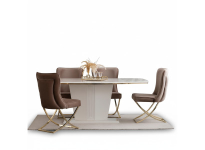 Dining Table Set Group Dining Room Table + 4 Chair Set Designer Furniture