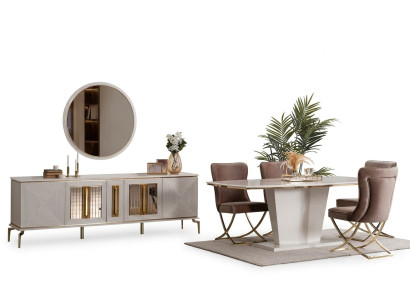 Luxury Dining Room Dining Set Dining Table Set Dining Group Table Chairs Sideboard 7-piece