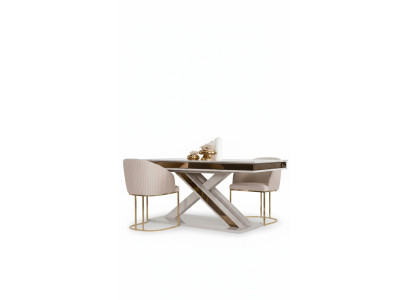 X-legs dining table pedestal table luxury tables white gold table furniture wood