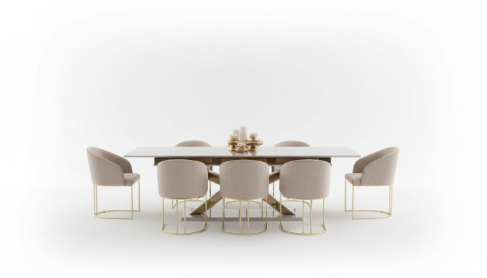 Dining room set dining group stainless steel chairs 10x armchairs dining table table 11-piece