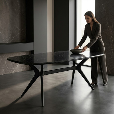 Black dining table 160x85 dining room table dining tables tables furniture wood