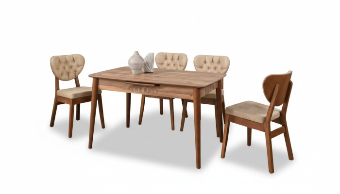 Beige Dining Room Set Luxury Set 4x Chairs Chesterfield New