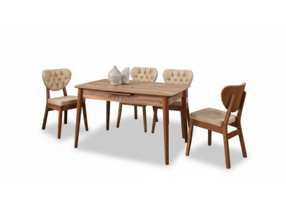 Beige Dining Room Set Luxury Set 4x Chairs Chesterfield New