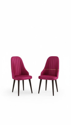 Wooden soft pink chair on black legs for the dining room, new model.