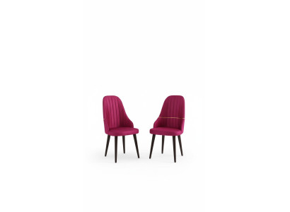 Wooden soft pink chair on black legs for the dining room, new model.