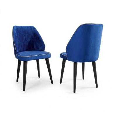 Compact, soft wooden stool on black legs for the dining room