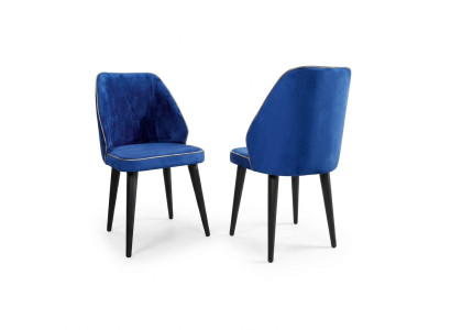 Compact, soft wooden stool on black legs for the dining room