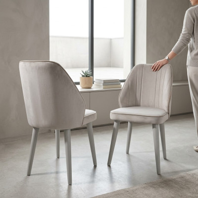 White upholstered chair luxury dining room furnishing single-seat chair stylish