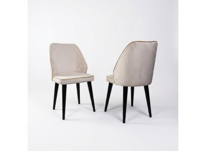 White upholstered chair luxury dining room single seater wooden legs designer furniture