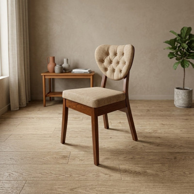 Beige wooden chair Chesterfield chair designer upholstered chairs luxurious seating furniture