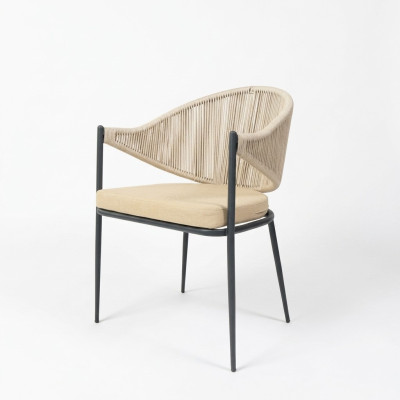 Beige Chair Single-Seater Upholstered Furniture Dining Room Chairs Stainless Steel Elements