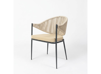 Beige Chair Single-Seater Upholstered Furniture Dining Room Chairs Stainless Steel Elements