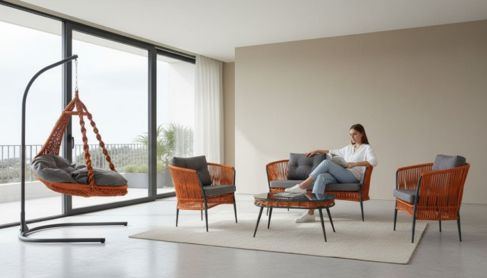 Orange garden seating furniture sofa set two-seater armchair coffee table set