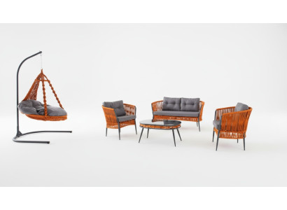 Orange garden seating furniture sofa set two-seater armchair coffee table set