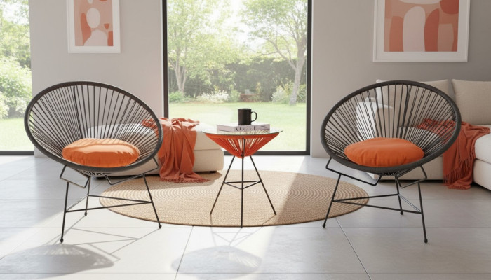 Chair Set Suite 2x Armchair Table Chairs Cushions Garden Furniture Terrace