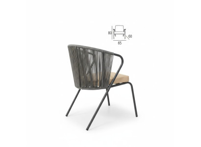 Chair with soft stainless steel leg and round gray backrest