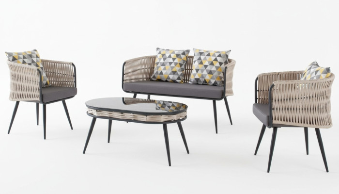 Garden furniture sofa set table stool armchair porch seating groups 4-piece set.