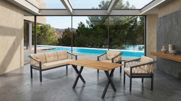 Garden Furniture Sofa Set Seating Furniture Terrace Table Sofa Couch 4-piece Set
