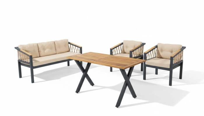 Garden Furniture Sofa Set Seating Furniture Terrace Table Sofa Couch 4-piece Set