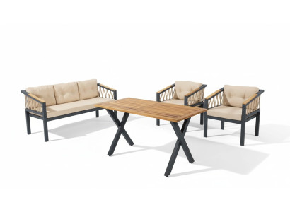 Garden Furniture Sofa Set Seating Furniture Terrace Table Sofa Couch 4-piece Set