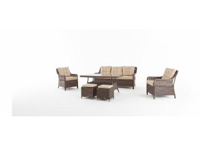 Garden furniture sofa set table armchair seating groups veranda stool 6-piece.