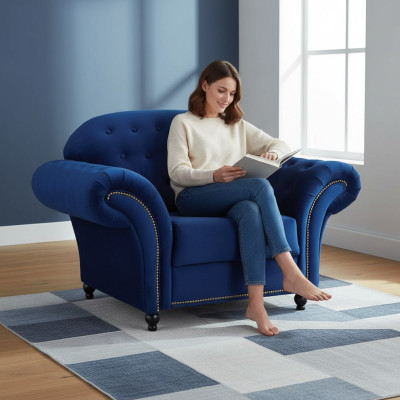 Blue armchair Chesterfield single-seater couch sofa blue armchair furniture