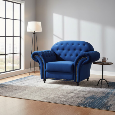 Blue armchair Chesterfield single-seater couch sofa blue armchair furniture