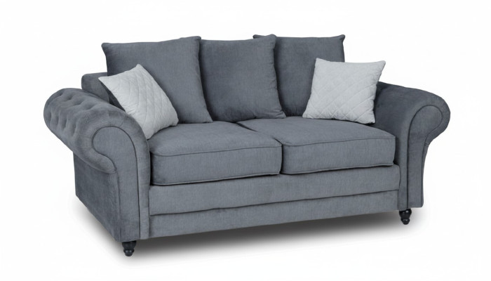 Gray Chesterfield couch upholstery furniture fabric couches sofas two-seater